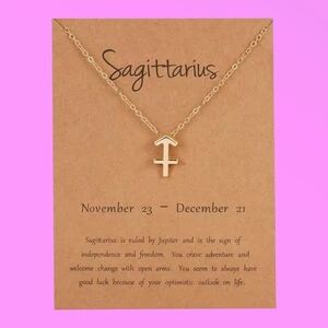 Sagittarius Gold Toned Zodiac Necklace